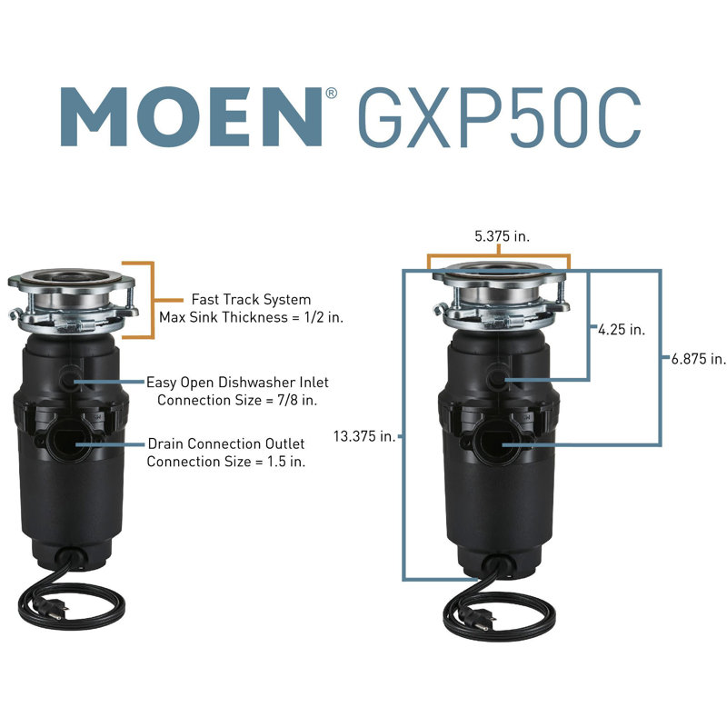 GXP50C Moen GX PRO Series 1/2 HP Continuous Feed Garbage Disposal